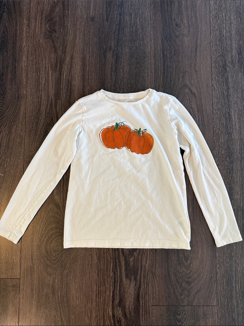 Crewcuts Ivory Long-Sleeve Tee with Orange Pumpkin